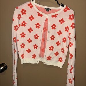 Wild Fable Cream and Red Floral Cardigan